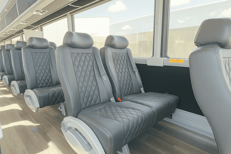 interior of Aurora Coach Bus Service charter bus