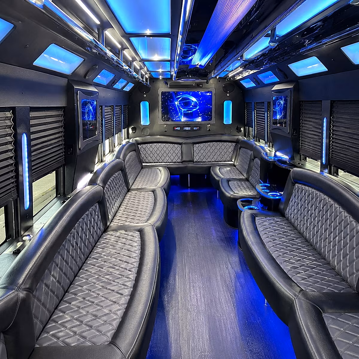 aurora 50 passenger party bus interior